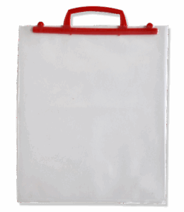 SAC- pebd-incolore poignee rouge