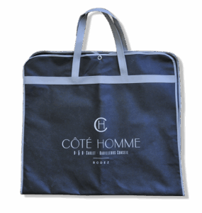 housse-vetement-TNT noire large avec impression